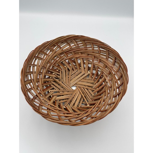 Woven Rattan Basket Bowl Round Decorative Boho Farmhouse Centerpiece - Picture 1 of 5